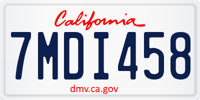 CA license plate 7MDI458