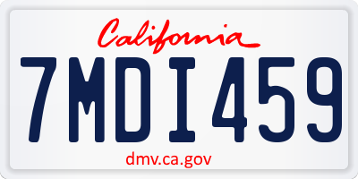 CA license plate 7MDI459