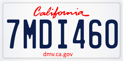 CA license plate 7MDI460