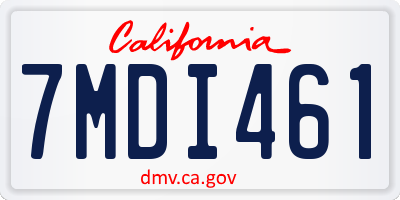 CA license plate 7MDI461