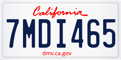 CA license plate 7MDI465