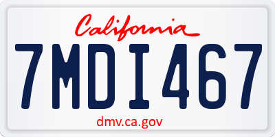 CA license plate 7MDI467