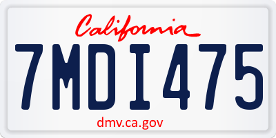 CA license plate 7MDI475