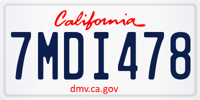 CA license plate 7MDI478