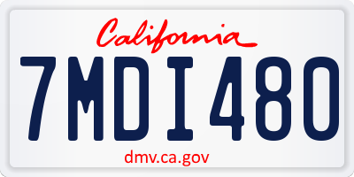 CA license plate 7MDI480