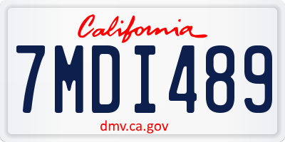 CA license plate 7MDI489