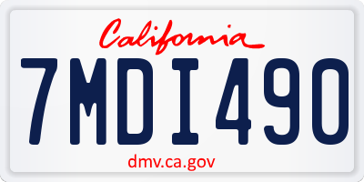 CA license plate 7MDI490