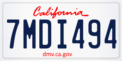 CA license plate 7MDI494