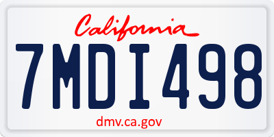 CA license plate 7MDI498