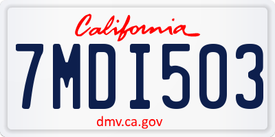 CA license plate 7MDI503