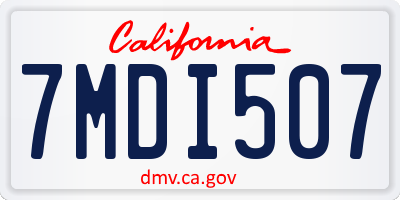 CA license plate 7MDI507
