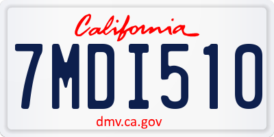 CA license plate 7MDI510