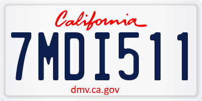 CA license plate 7MDI511