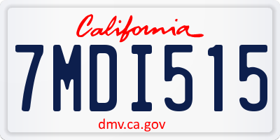 CA license plate 7MDI515