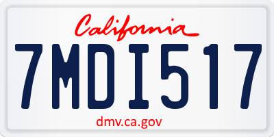 CA license plate 7MDI517