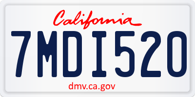 CA license plate 7MDI520