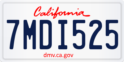 CA license plate 7MDI525