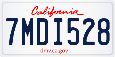 CA license plate 7MDI528