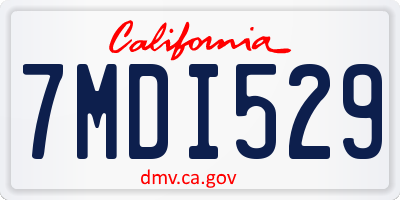 CA license plate 7MDI529