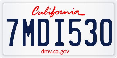 CA license plate 7MDI530