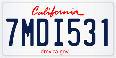 CA license plate 7MDI531