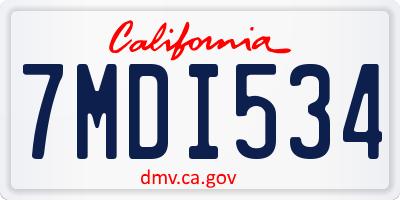 CA license plate 7MDI534
