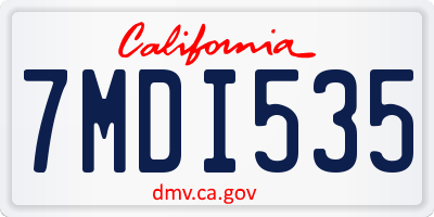 CA license plate 7MDI535