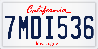 CA license plate 7MDI536