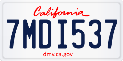 CA license plate 7MDI537