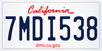 CA license plate 7MDI538