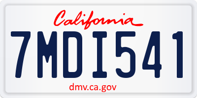 CA license plate 7MDI541