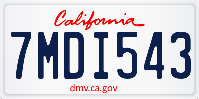 CA license plate 7MDI543