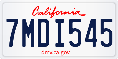 CA license plate 7MDI545
