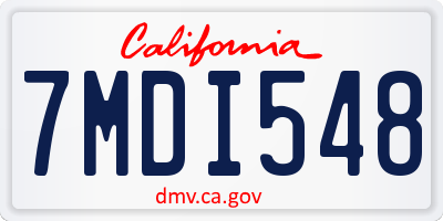 CA license plate 7MDI548