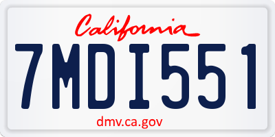 CA license plate 7MDI551