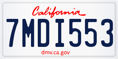 CA license plate 7MDI553