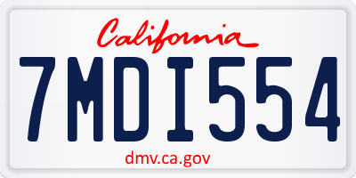 CA license plate 7MDI554