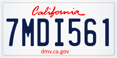 CA license plate 7MDI561