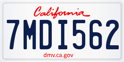 CA license plate 7MDI562