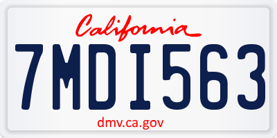 CA license plate 7MDI563
