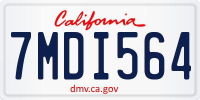 CA license plate 7MDI564