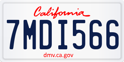 CA license plate 7MDI566