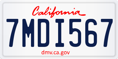 CA license plate 7MDI567