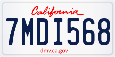 CA license plate 7MDI568