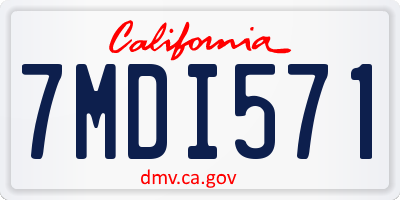 CA license plate 7MDI571