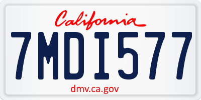 CA license plate 7MDI577