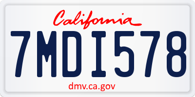 CA license plate 7MDI578