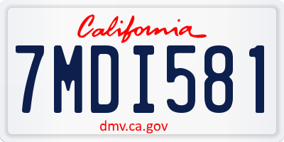 CA license plate 7MDI581