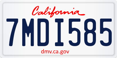 CA license plate 7MDI585