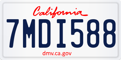 CA license plate 7MDI588